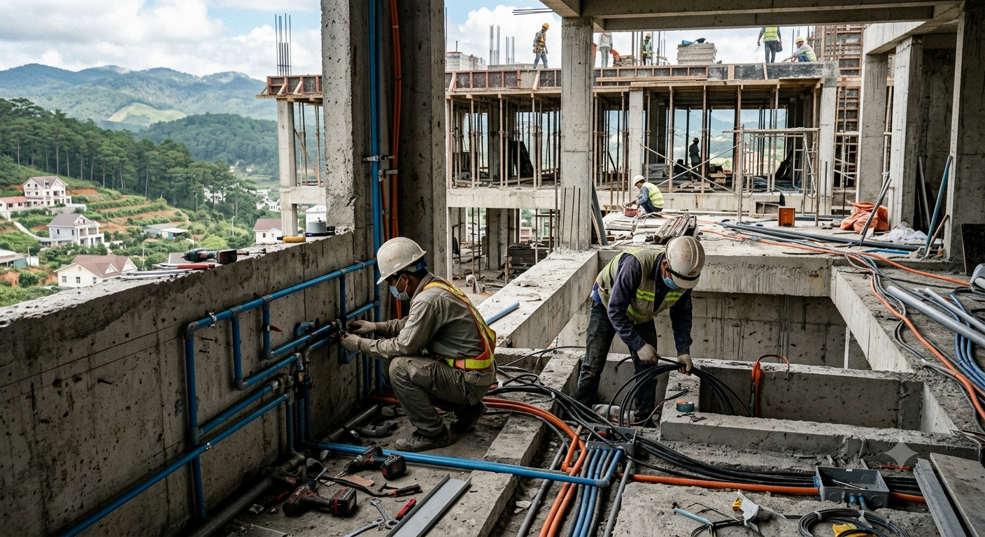 Bối cảnh thực tế và yêu cầu kỹ thuật khi thi công điện nước tại Đà Lạt